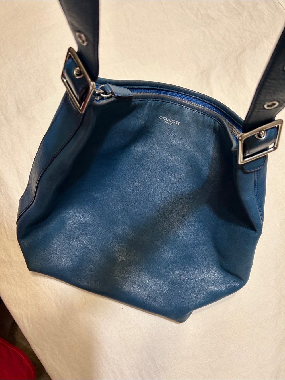Coach Blue Leather Shoulder Hobo Bag